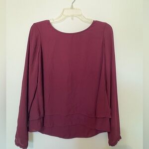 White House Black Market Burgundy Women's Blouse